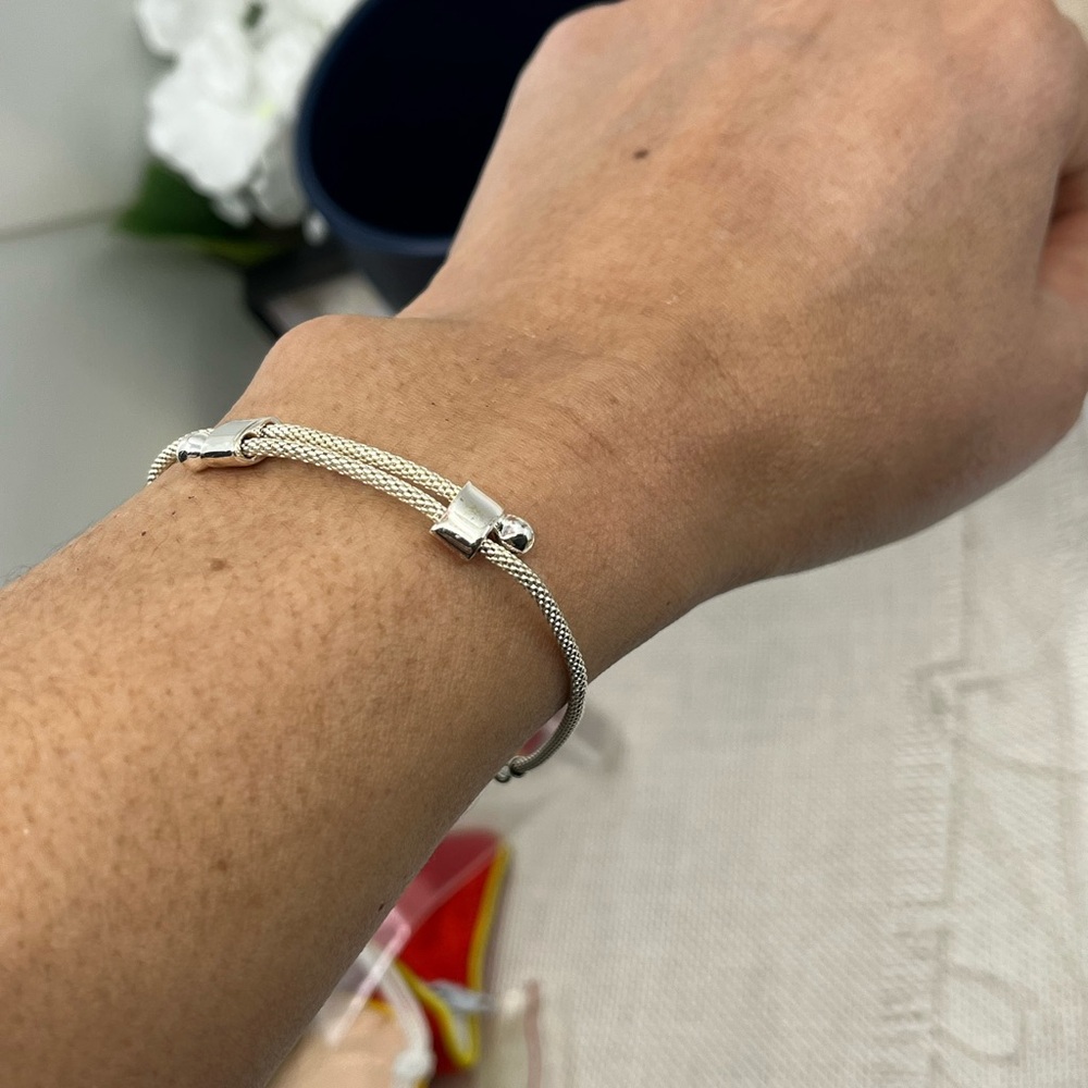Vintage Monet Silver-Tone Mesh Bracelet - 7.25” - Picture 7 of 14